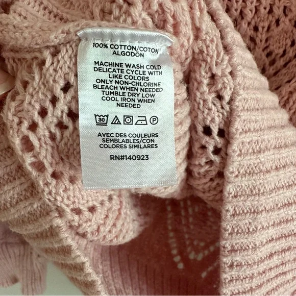 LOFT Bobble Pointelle Scoop Neck Sweater, Pink, Women’s Size Small - Picture 7 of 8